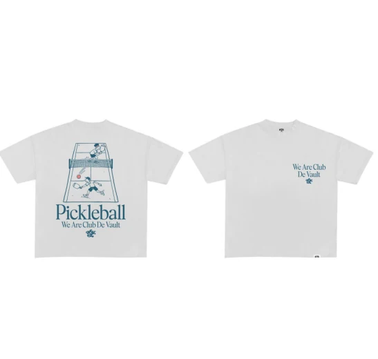 RV-T06 Club Tee, White with teal print